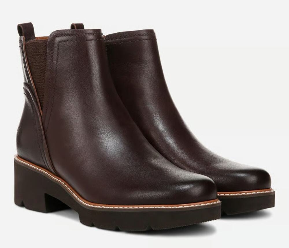Naturalizer Womens Darry Platform Ankle Booties Size 9 WW Dark Brown Leather NIB